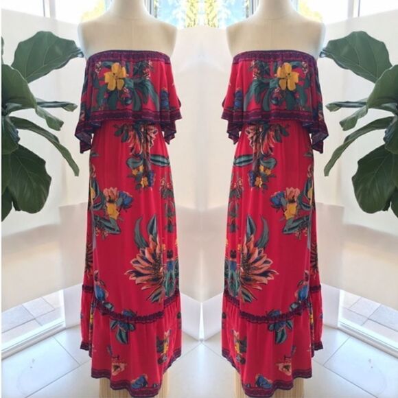 Flying Tomato Off The Shoulder Maxi Dress in Red Floral Size XS - Picture 1 of 10